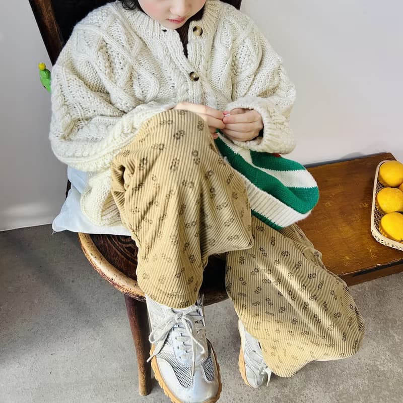 卡其小碎花內絨保暖褲子 / 長褲 童裝