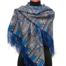 Pavlovo Posad Russian Shawl 100% Wool Scarf 125x125 cm Wrap Silk Fringe 598-57