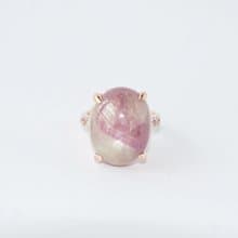 Natural Ruby and Tanzanite 25 Cts Ring Sterling Silver 925 with Rosegold Plated.