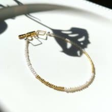 mini天然珍珠黃銅珠鋼線手鏈