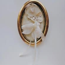 白色紗花緞帶耳環