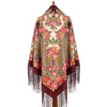 Pavlovo Posad Russian Shawl 100% Wool Scarf 148x148 cm Silk Fringe 1995-6