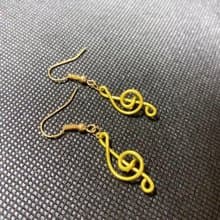 純銅 黃銅音符耳環 可改夾式