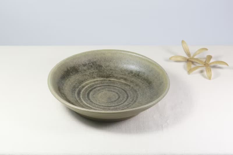 深綠水紋枇灰盤