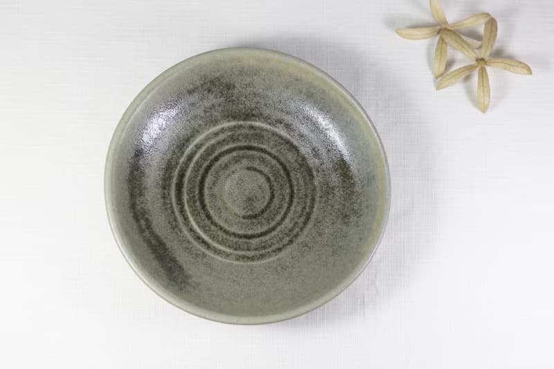 深綠水紋枇灰盤