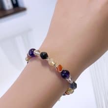 招財防小人 銀曜石 紫水晶 黃水晶 紅瑪瑙 天然水晶手鏈 畢業禮物