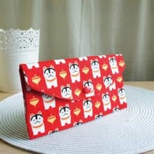 Lovely日本布【福氣招財貓紅包袋、紅】存摺套、現金收納袋E