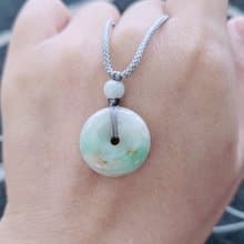 【親翠】天然翡翠 冰嬌潤 I 騰沖Tiffany綠三彩平安釦調整式繩鏈