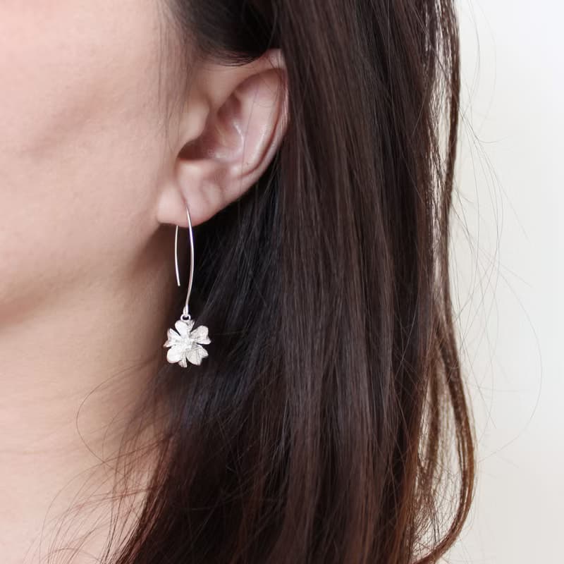 紫薇果實 純銀耳環 18K鍍金耳環 夾式耳環 中耳勾 二色