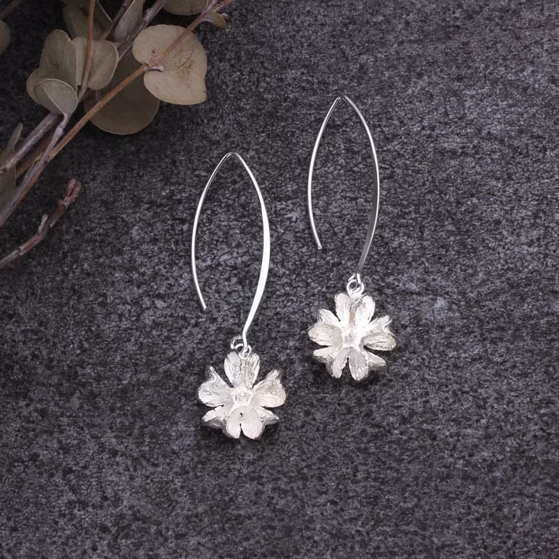 紫薇果實 純銀耳環 18K鍍金耳環 夾式耳環 中耳勾 二色