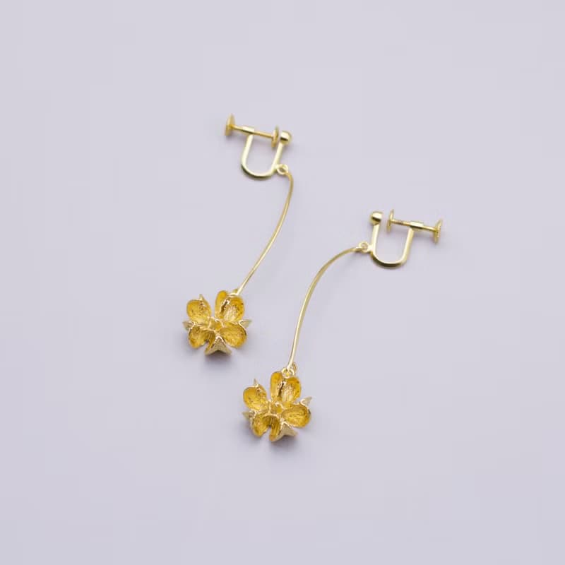 紫薇果實 純銀耳環 18K鍍金耳環 夾式耳環 中耳勾 二色