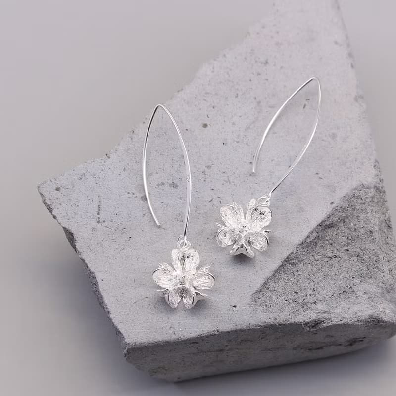 紫薇果實 純銀耳環 18K鍍金耳環 夾式耳環 中耳勾 二色