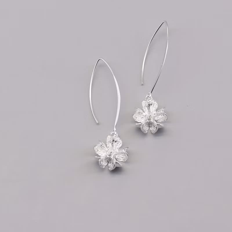 紫薇果實 純銀耳環 18K鍍金耳環 夾式耳環 中耳勾 二色