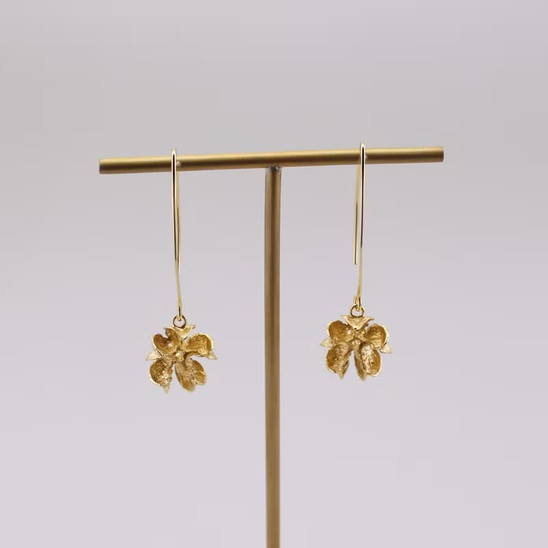 紫薇果實 純銀耳環 18K鍍金耳環 夾式耳環 中耳勾 二色