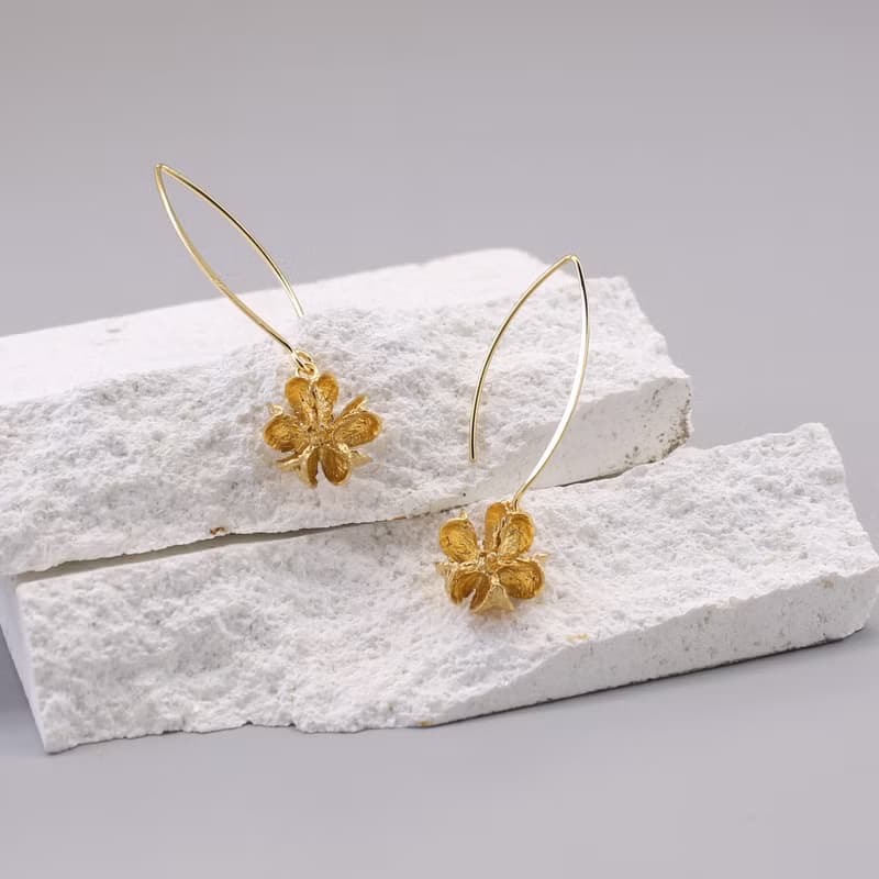 紫薇果實 純銀耳環 18K鍍金耳環 夾式耳環 中耳勾 二色