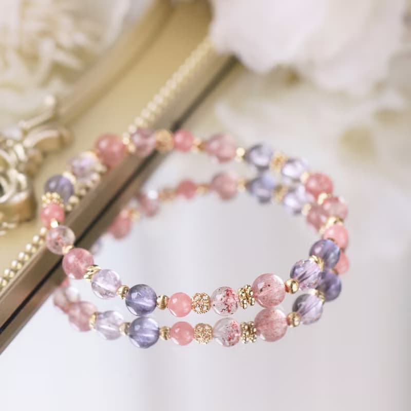 超七 紅紋石 堇青石 草莓晶 全方位幸福好運 正能量 水晶手鍊