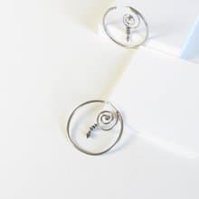 Vintage Modernism Scandinavian Whirlpool Silver Hoop Earrings