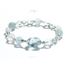 曙光冰原-原礦拓帕石.海水藍寶.白水晶-純銀設計款手鍊