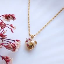 【西洋古董飾品 】 復古愛心 紅鑽墜 秀氣 項鍊