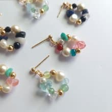 天然石系列- 聖誕花圈 耳環/耳夾