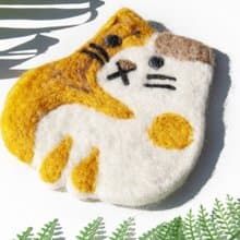 情人節禮物 聖誕交換禮物 森林系羊毛氈杯墊 動物杯墊-貓咪吸水墊