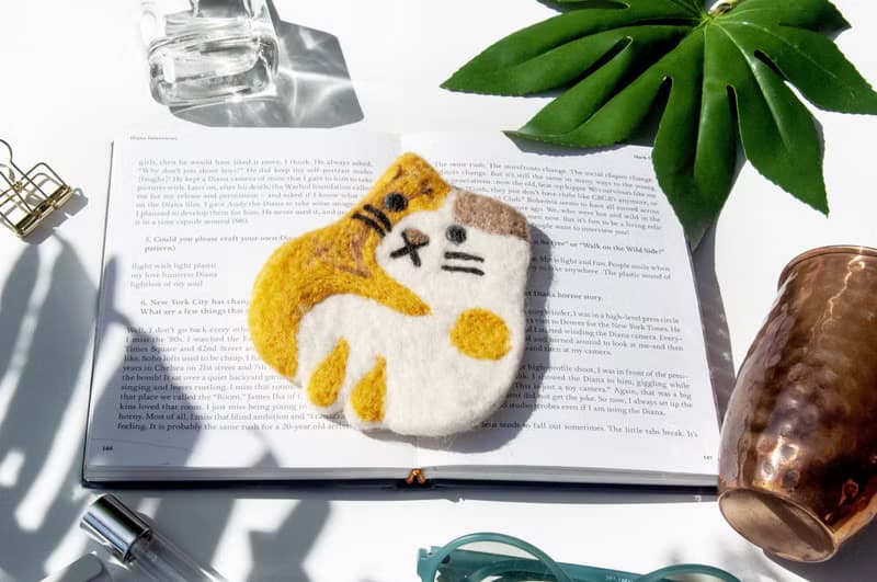 情人節禮物 聖誕交換禮物 森林系羊毛氈杯墊 動物杯墊-貓咪吸水墊