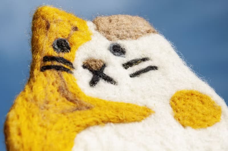 情人節禮物 聖誕交換禮物 森林系羊毛氈杯墊 動物杯墊-貓咪吸水墊