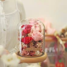 紀念日/情人節/生日/女朋友禮物 - 紅玫瑰玻璃瓶花擺設/不凋花