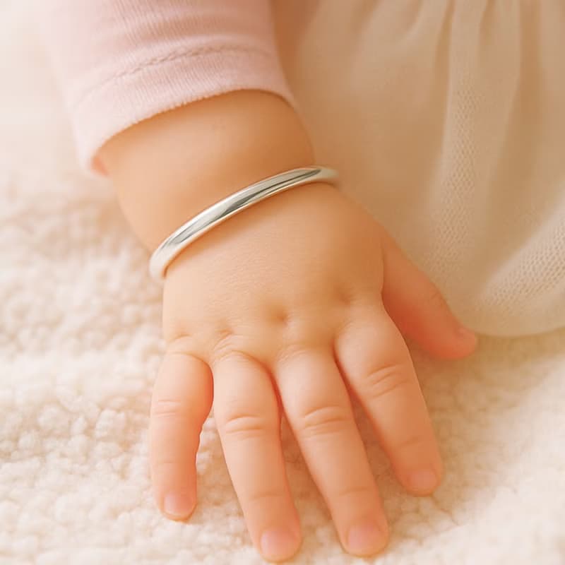 999純銀手鐲|嬰兒(0-4歲)尺寸手環亮面素面|可調整大小