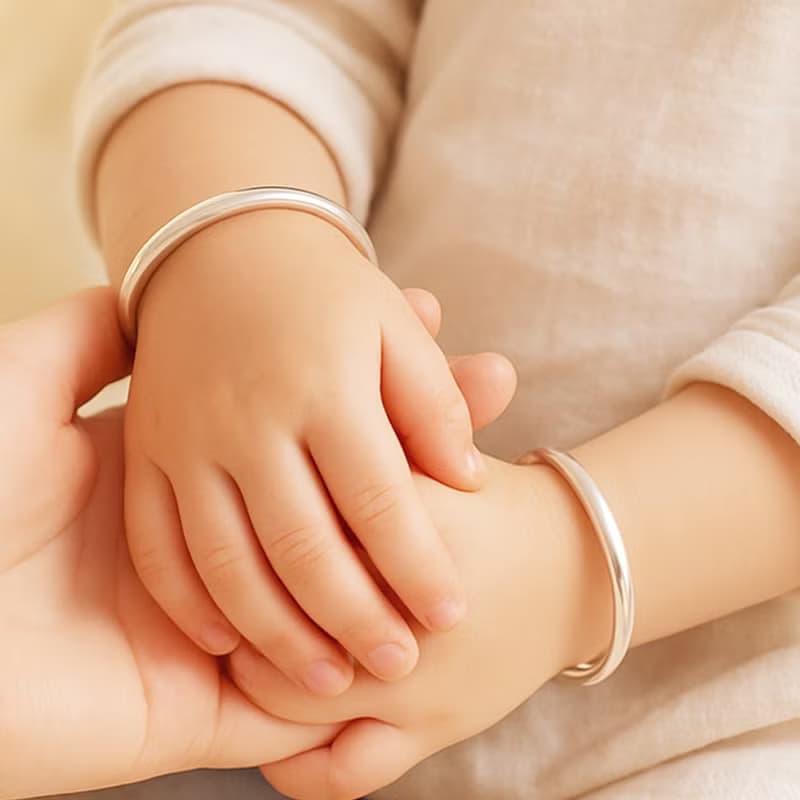 999純銀手鐲|嬰兒(0-4歲)尺寸手環亮面素面|可調整大小