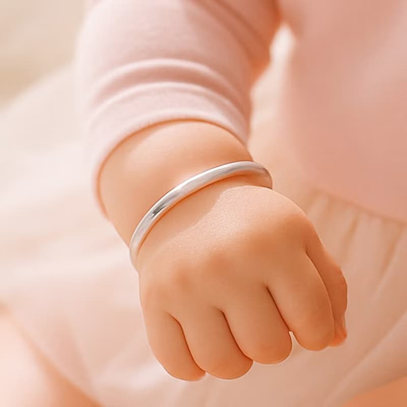 999純銀手鐲|嬰兒(0-4歲)尺寸手環亮面素面|可調整大小