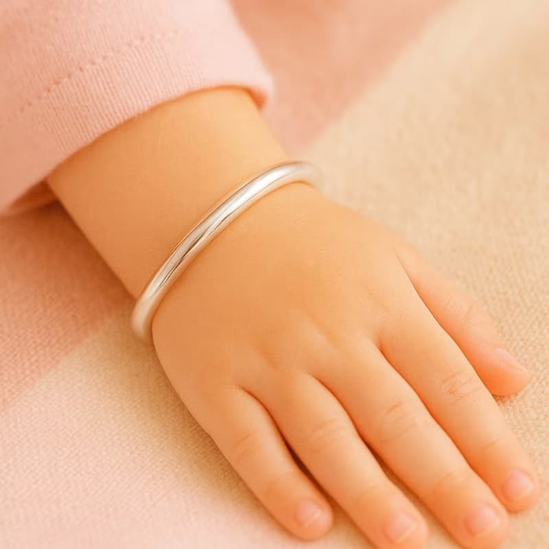 999純銀手鐲|嬰兒(0-4歲)尺寸手環亮面素面|可調整大小