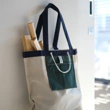 DAILY 2wayトートバッグ / カラーブロック ivory × green