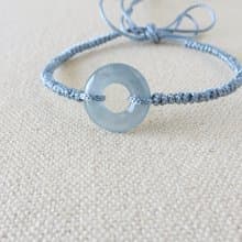 本命年【歲歲平安】冰藍紫雪花棉平安扣翡翠絲光編織手鍊SS14開運