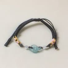 冰種藍水翡翠心連心設計款編織手鍊 | 天然A貨翡翠 | 送禮