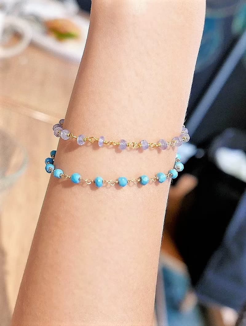 【買一送一】 || 12月誕生石 ||  土耳其石黃K色  925銀極細手鍊