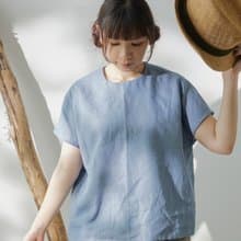 【森織海】森系亞麻圓領小蓋袖上衣-可訂製顏色