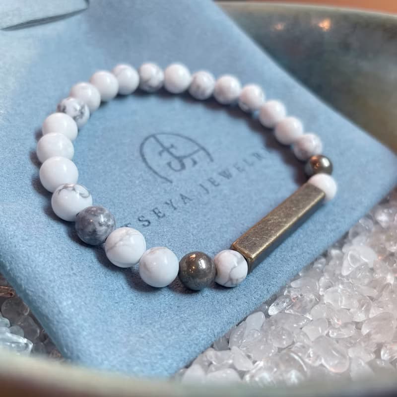 掌握幸福 ∣ 白紋石 黃鐵礦 方條方管 手鍊