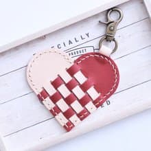 WEAVING HEART 織皮心形鑰匙扣 材料包 情人節 免費刻名 愛心