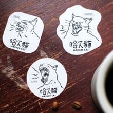 珠光霧膜防水貼紙 - 哈欠貓