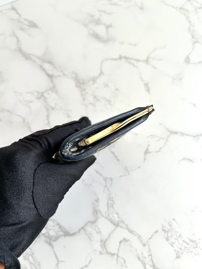 絕版古董包 Dior深藍色老花錢包 零錢包 收納包 口金包 中古二手