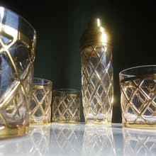 【老時光 OLD-TIME】早期二手美國ALTUZARRA厚重玻璃描金雪克杯組