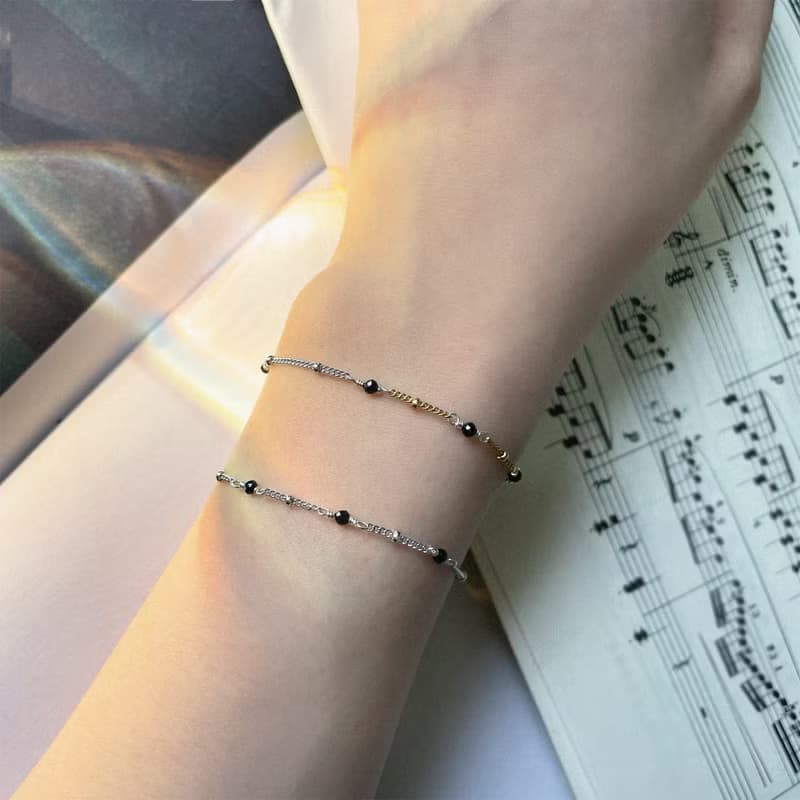 Found.Myth 925純銀 阿波羅的樂章手鍊 天然黑尖晶 手工製