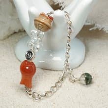 手鍊 阿拉善瑪瑙 貓鈴鐺 緋紅瑪瑙 魚 白水晶 綠幽靈水晶 925銀飾