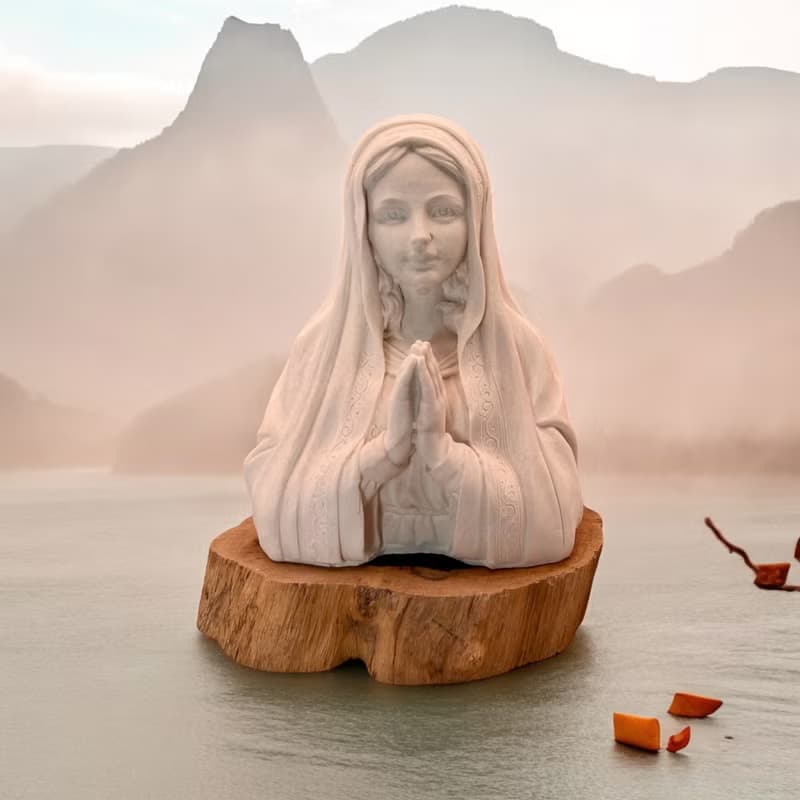 祈禱聖母半身塑像  擴香石  含木座