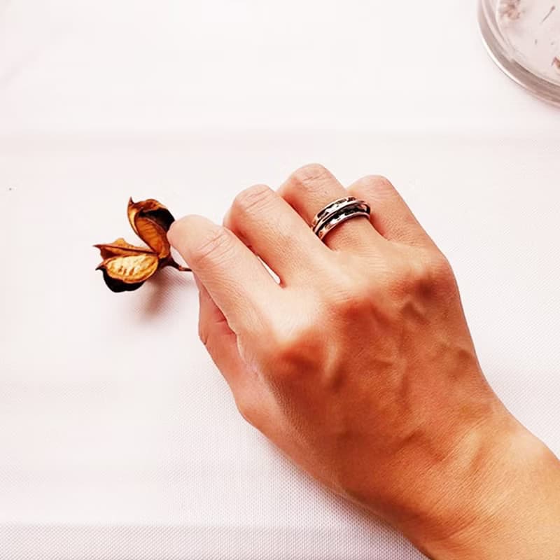 聖誕 交換禮物 復古印記925純銀戒指(陳舊寬版設計) 活動圍