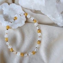 金絲雀黃碧璽/金髮晶/藍針白水晶-小金磚。吸引財富行動力貴人運