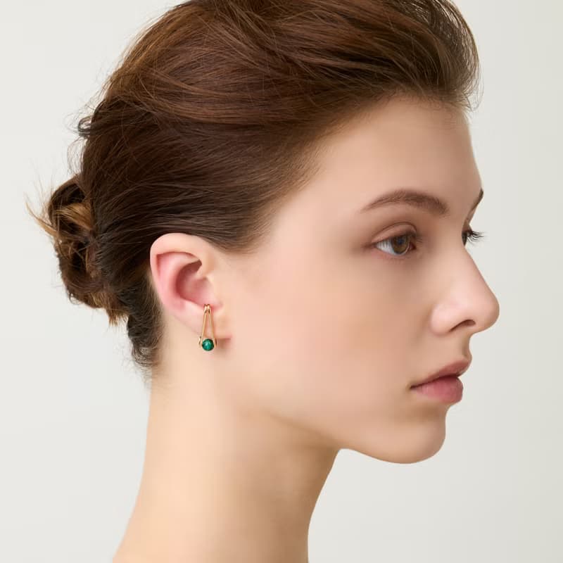經典孔雀石耳扣  Onda Green Malachite Earcuff