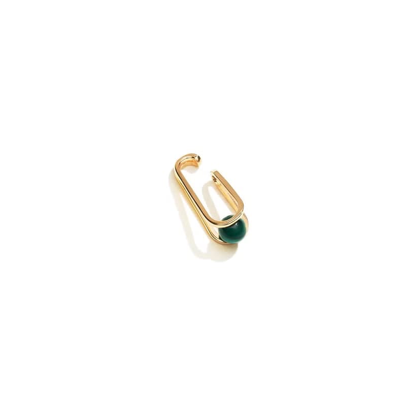 經典孔雀石耳扣  Onda Green Malachite Earcuff