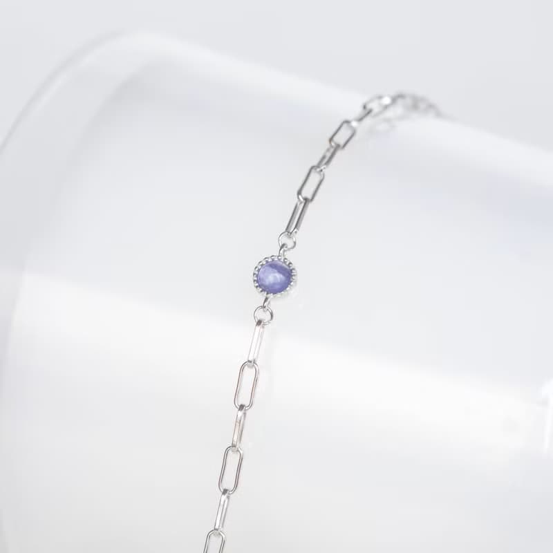 丹泉石坦桑石925純銀個性鏈條手鍊